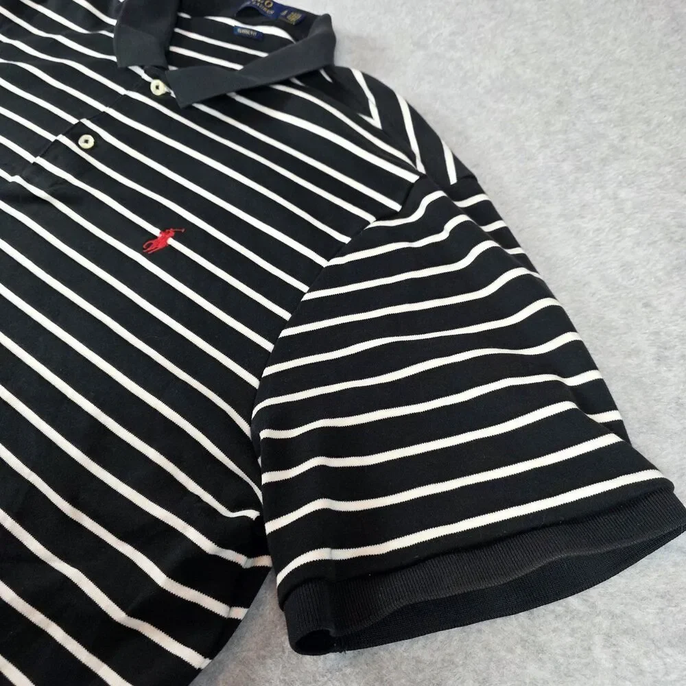 Polo Ralph Lauren Polo Shirt Men’s XL Classic Fit Black White Stripe Red Pony